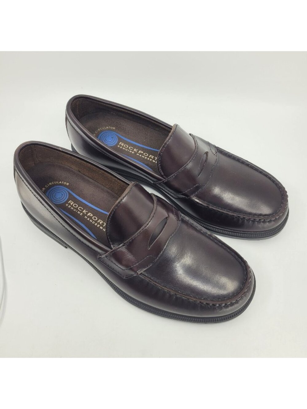 Rockport Men's Classic Penny Loafers Genuine Handsewn Leather Size 9.5 Drk Brown